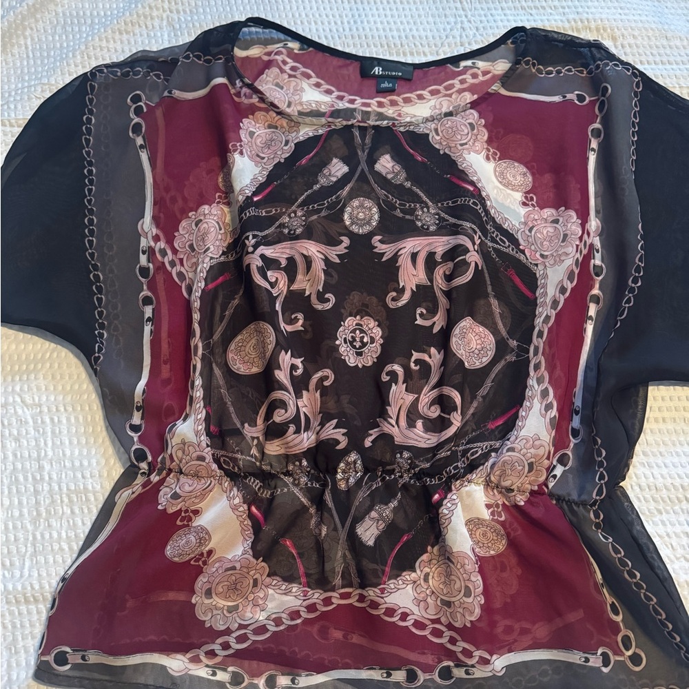 Aventura Black and Red Patterned Blouse